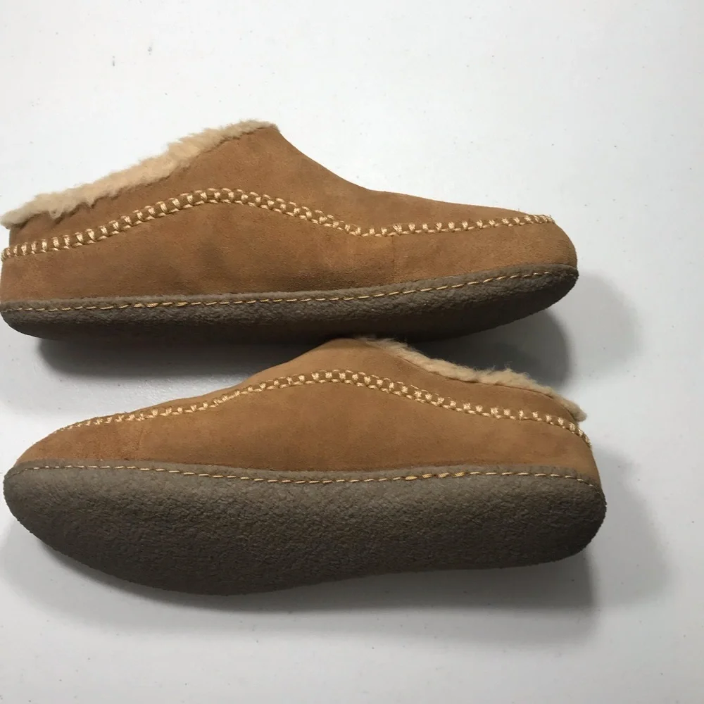 Sorel Suede Shearling Clog Slippers - Tan Size 12 SB-BB